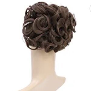SWACC Sexy Hair Topper Med Brown 6 Inch Curly Locks NWT 2 clips